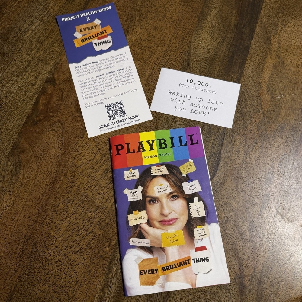 MARISKA HARGITAY EVERY BRILLIANT THING PLAYBILL WITH INSERTS